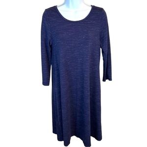 M Hilary Radley Blue Heather Long Sleeve Dress Stretch Medium 8 10 Shift Style